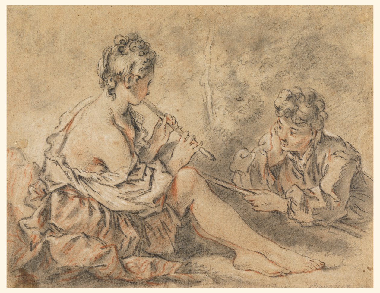 Pásztorlány csöves pásztornak alkotó: after Francois Boucher