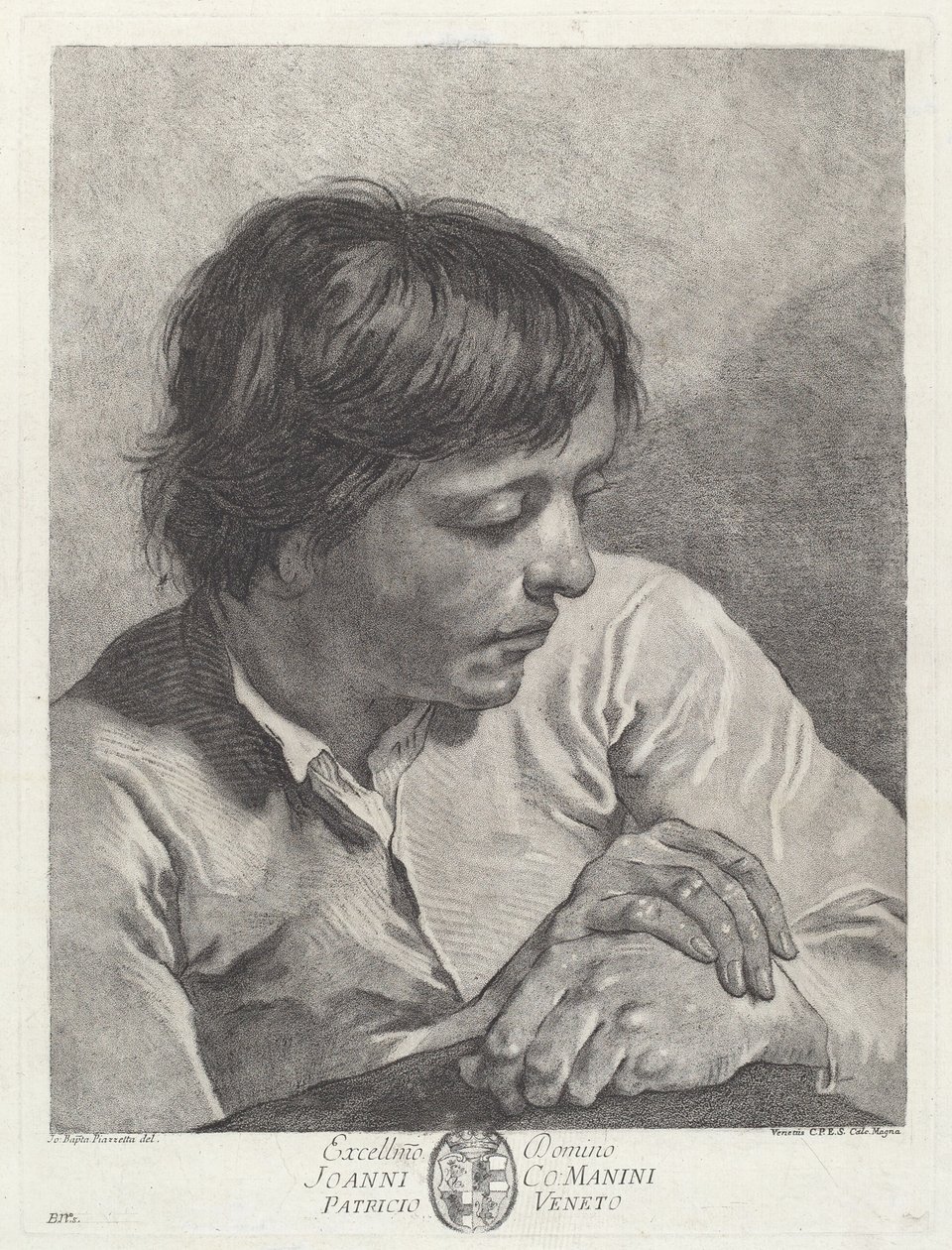 Egy fiatal férfi keresztbe tett kézzel alkotó: after Giovanni Battista Piazzetta Pietro Scattaglia and Innocente Alessandri