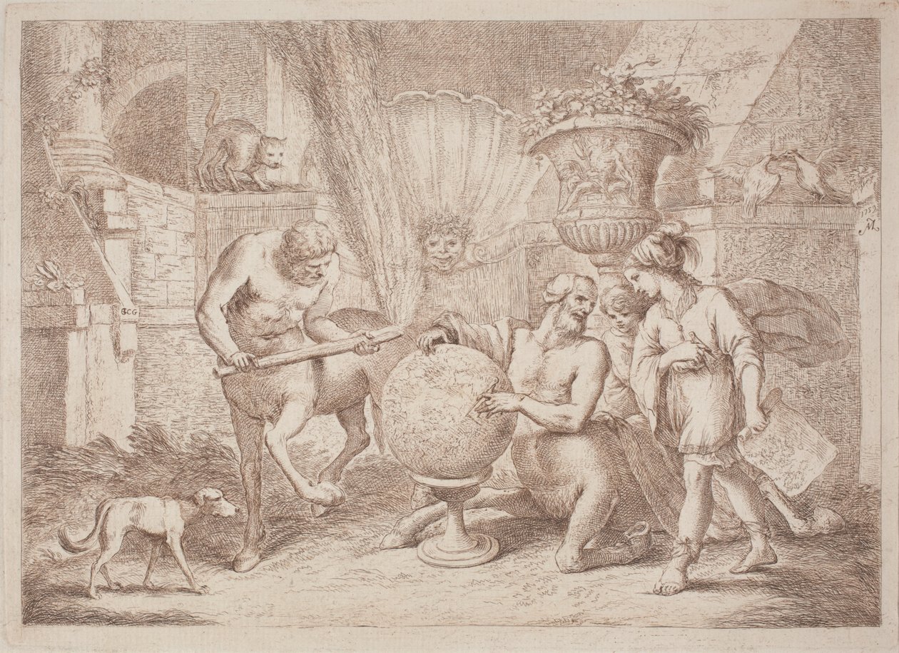 Chiron földrajzot tanít Akhilleusznak alkotó: after Giovanni Benedetto Castiglione Gaetano Zompini