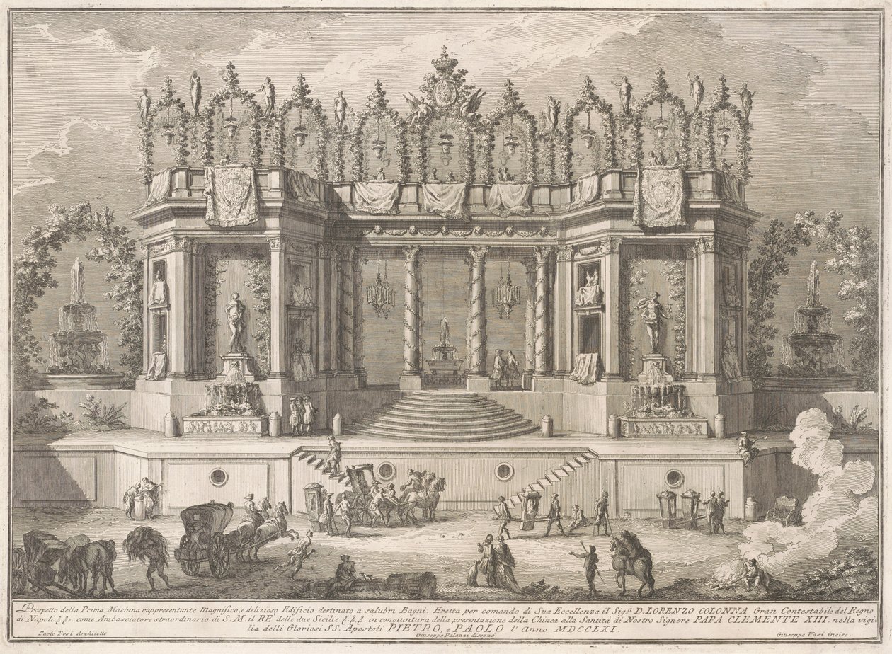 Az 1761-es Prima Macchina Chinea számára: The Salubrious Baths alkotó: after Giuseppe Palazzi Giuseppe Vasi after Paolo Posi