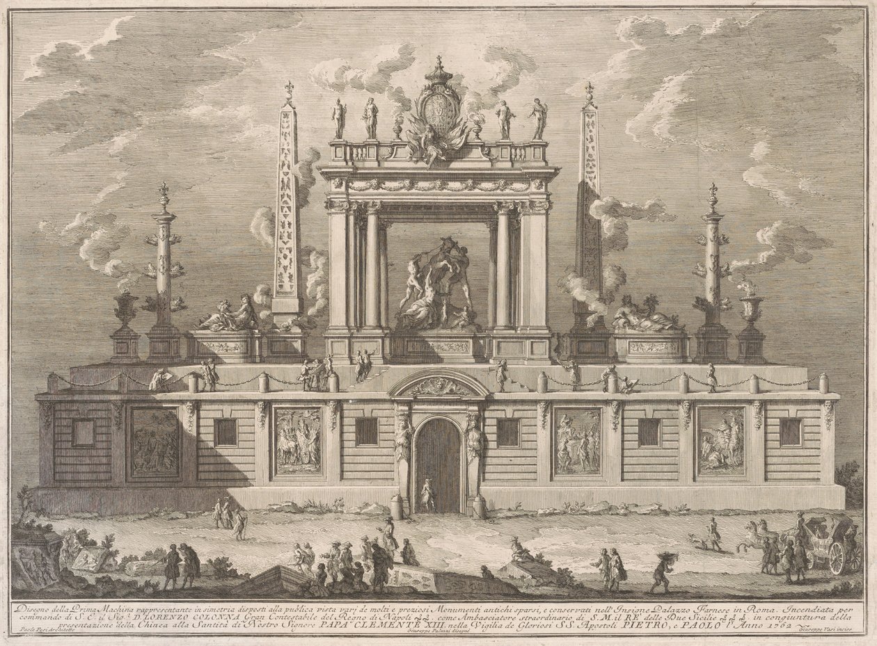 Az 1762-es Prima Macchina Kínában: Farnese bika és egyéb régiségek a Palazzo Farnese-ból alkotó: after Giuseppe Palazzi Giuseppe Vasi after Paolo Posi