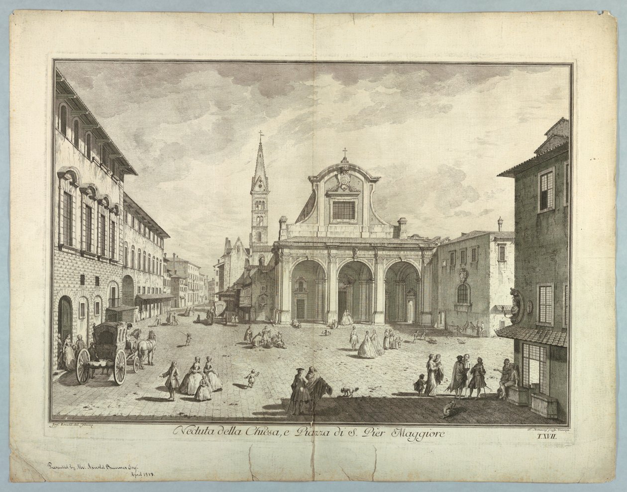 Kilátás Firenzére, tányér a "XXIV. választásból. Kilátás Firenze város fő kerületeire, tereire, templomaira és palotáira" alkotó: after Giuseppe Zocchi