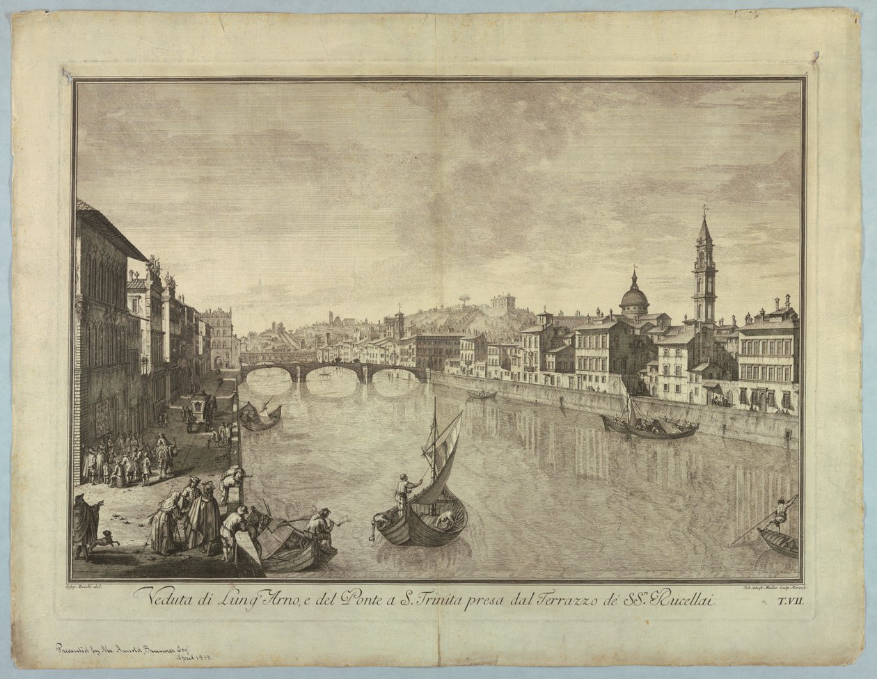 Kilátás Firenzére, tányér a "XXIV. választásból. Kilátás Firenze város fő kerületeire, tereire, templomaira és palotáira" alkotó: after Giuseppe Zocchi