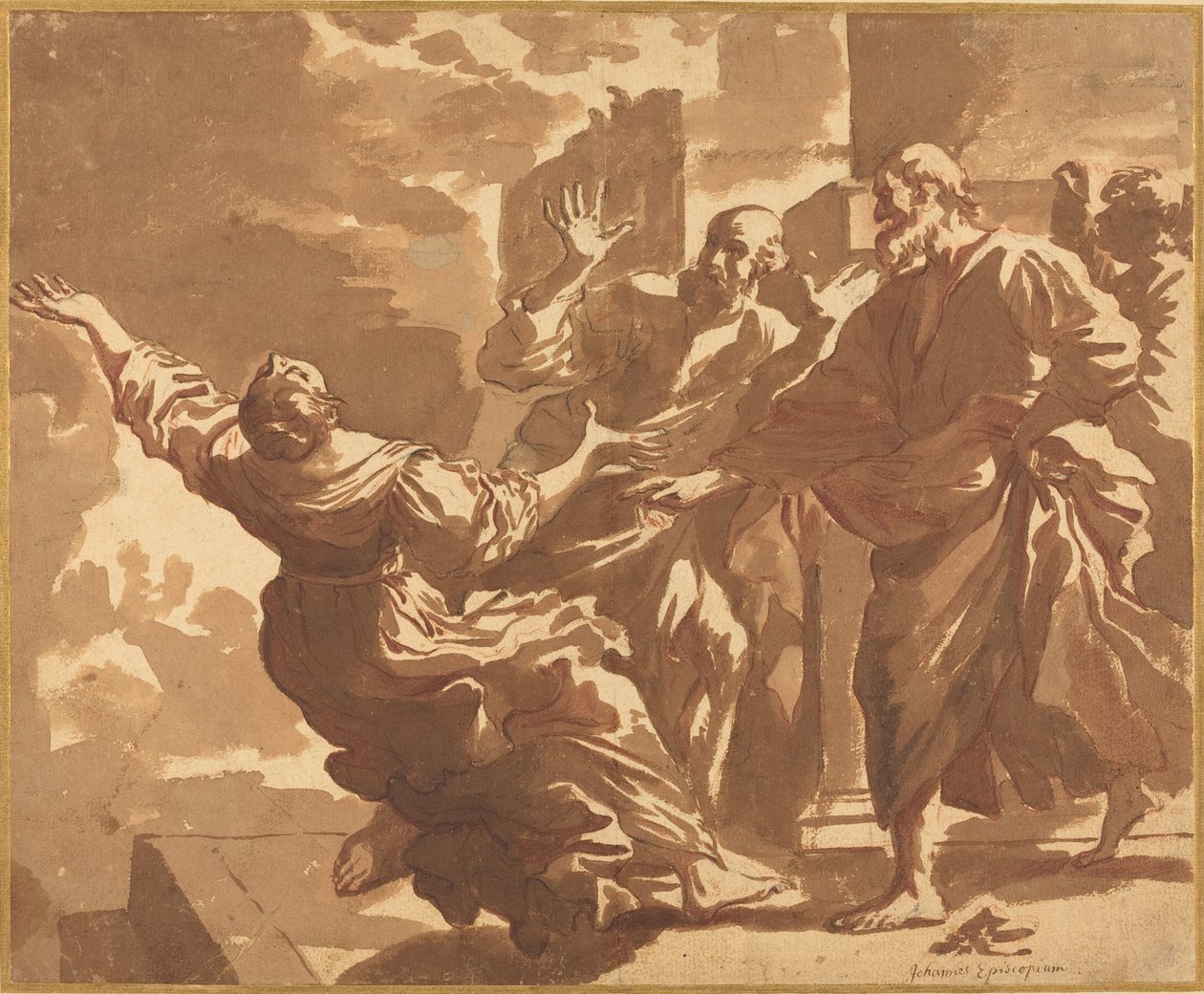Sapphira halála alkotó: after Guercino Follower of Jan de Bisschop