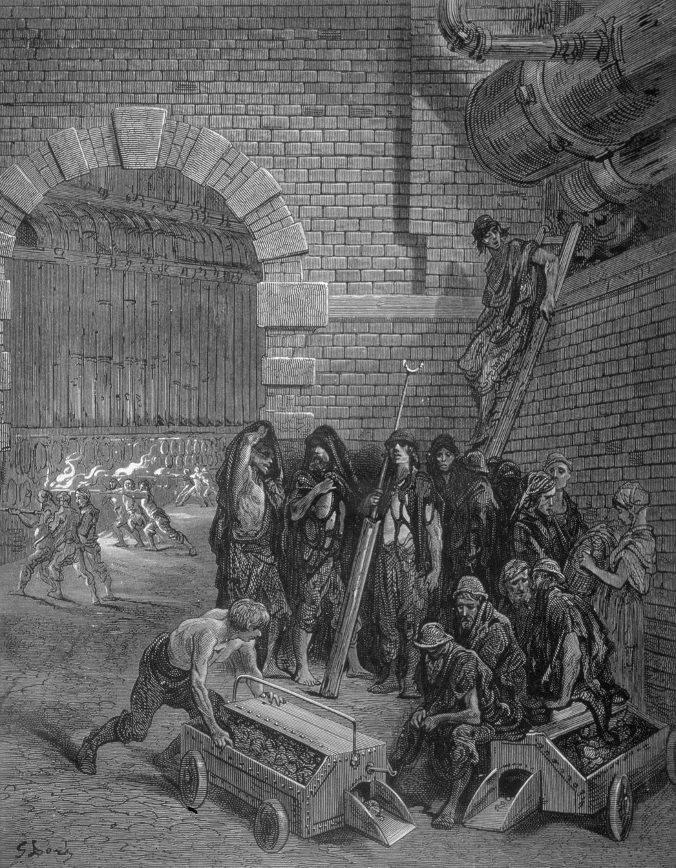 Lambeth Gasworks, Londonból, a Zarándoklat, írta William Blanchard Jerrold (1826-84), pub. 1872 alkotó: Gustave after Dore