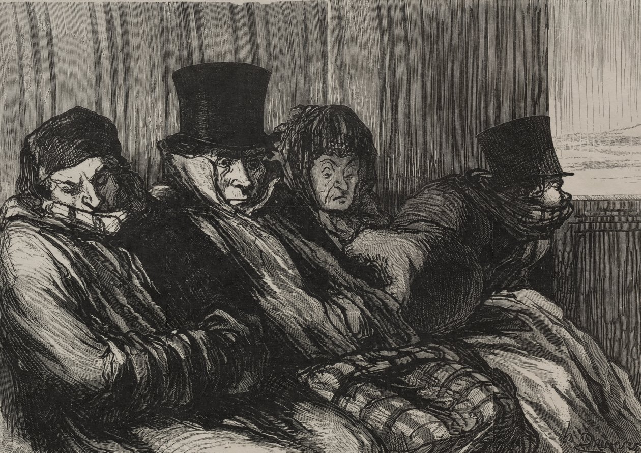 The Railroads: Pleasure Train: Tíz fokos unalom és rossz hangulat alkotó: after Honoré Daumier