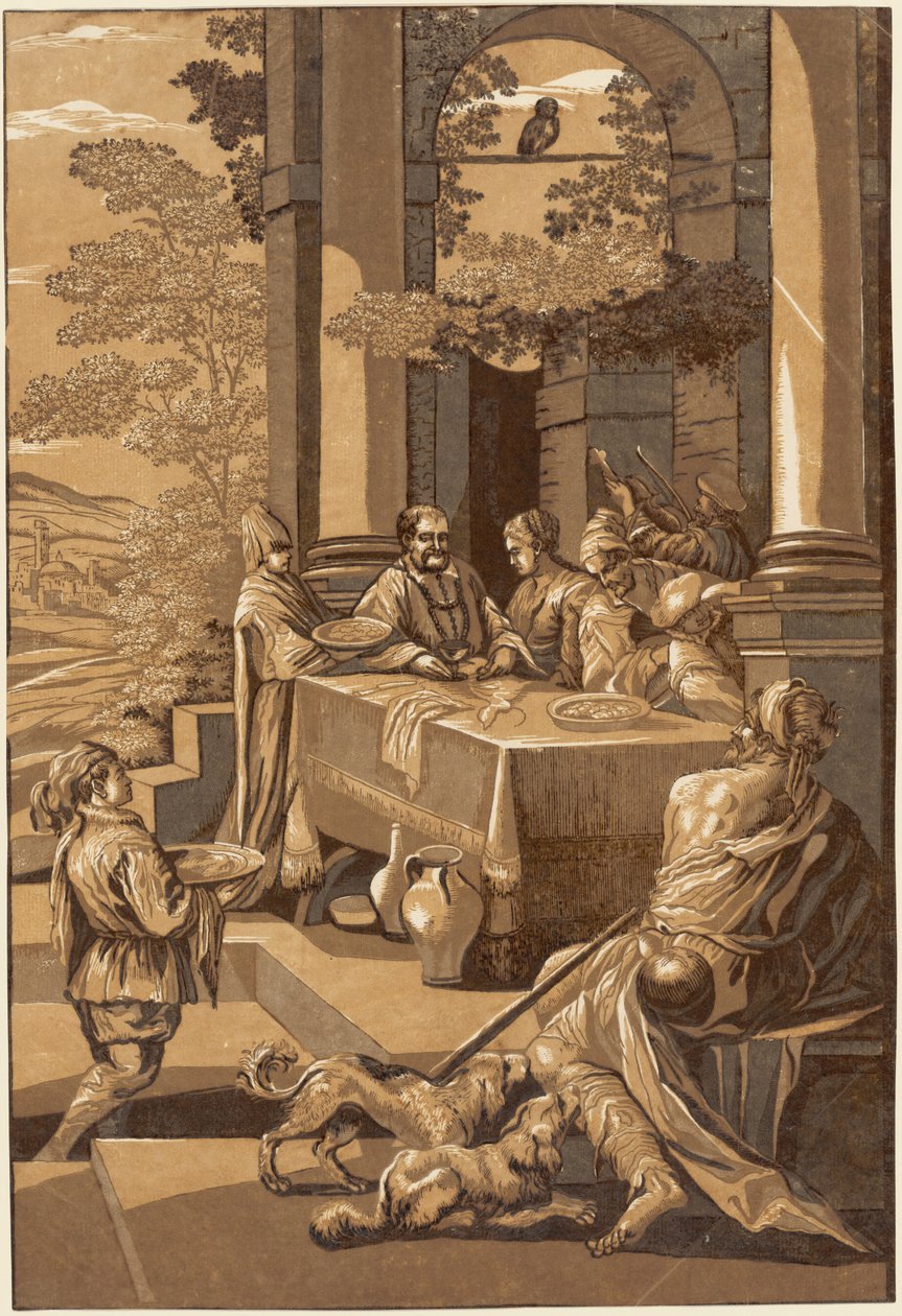 Merülések és Lázár (jobb oldali panel) alkotó: after Jacopo Bassano John Baptist Jackson