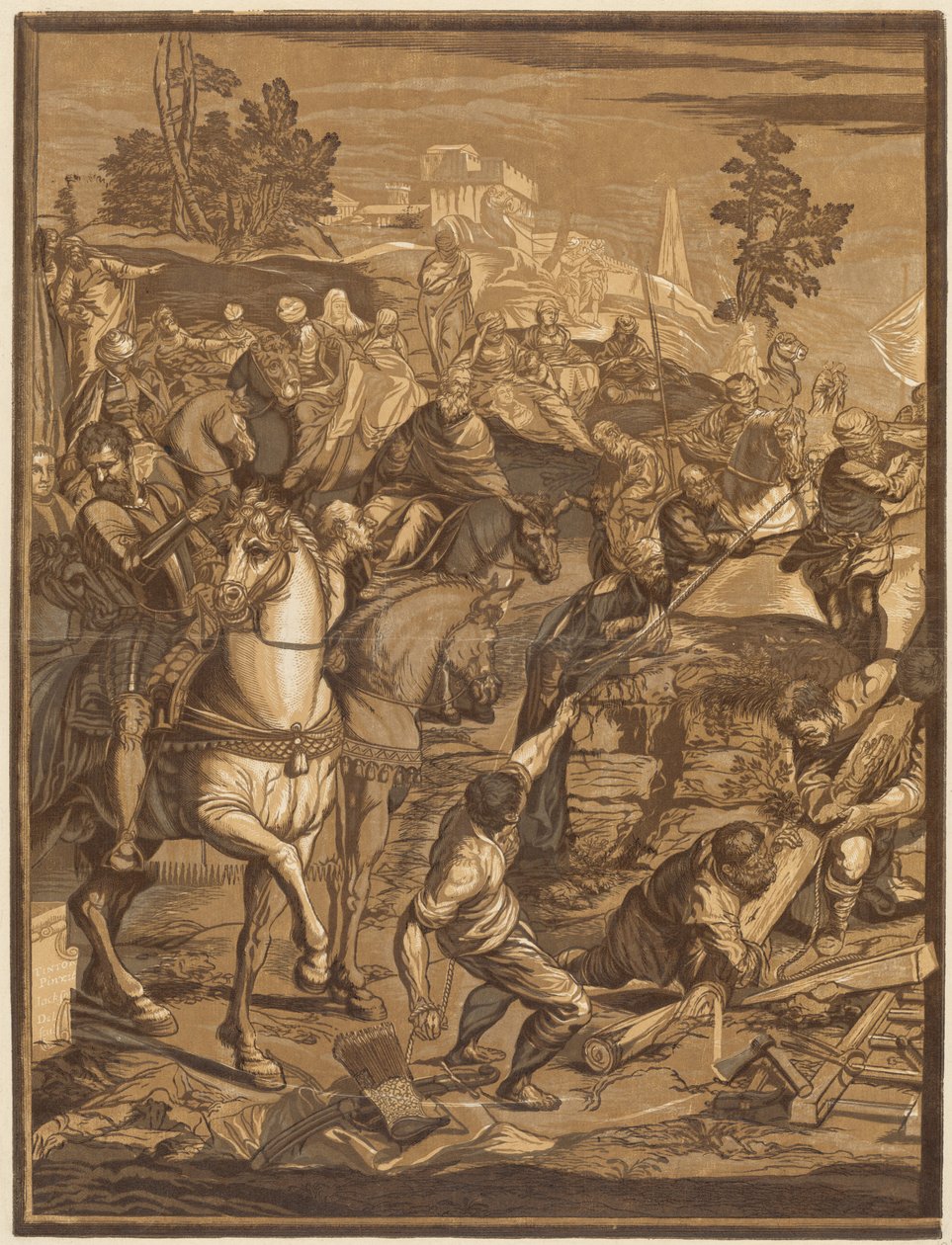 A keresztre feszítés (bal oldali panel) alkotó: after Jacopo Tintoretto John Baptist Jackson