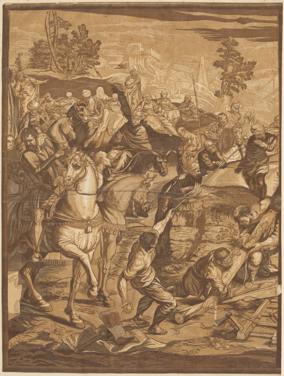 A keresztre feszítés (bal oldali panel) alkotó: after Jacopo Tintoretto John Baptist Jackson