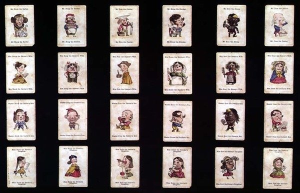 Happy Families, kártyajáték, John Tenniel tervei alapján, 1860 körül (kézzel színezett litho) alkotó: after John Tenniel