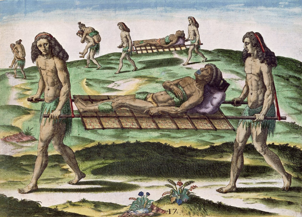 Hermaphrodites Transporting the Injured, a „Brevis Narratio...”-ból, Theodore de Bry, 1591 alkotó: after Le Moyne, J.Bry