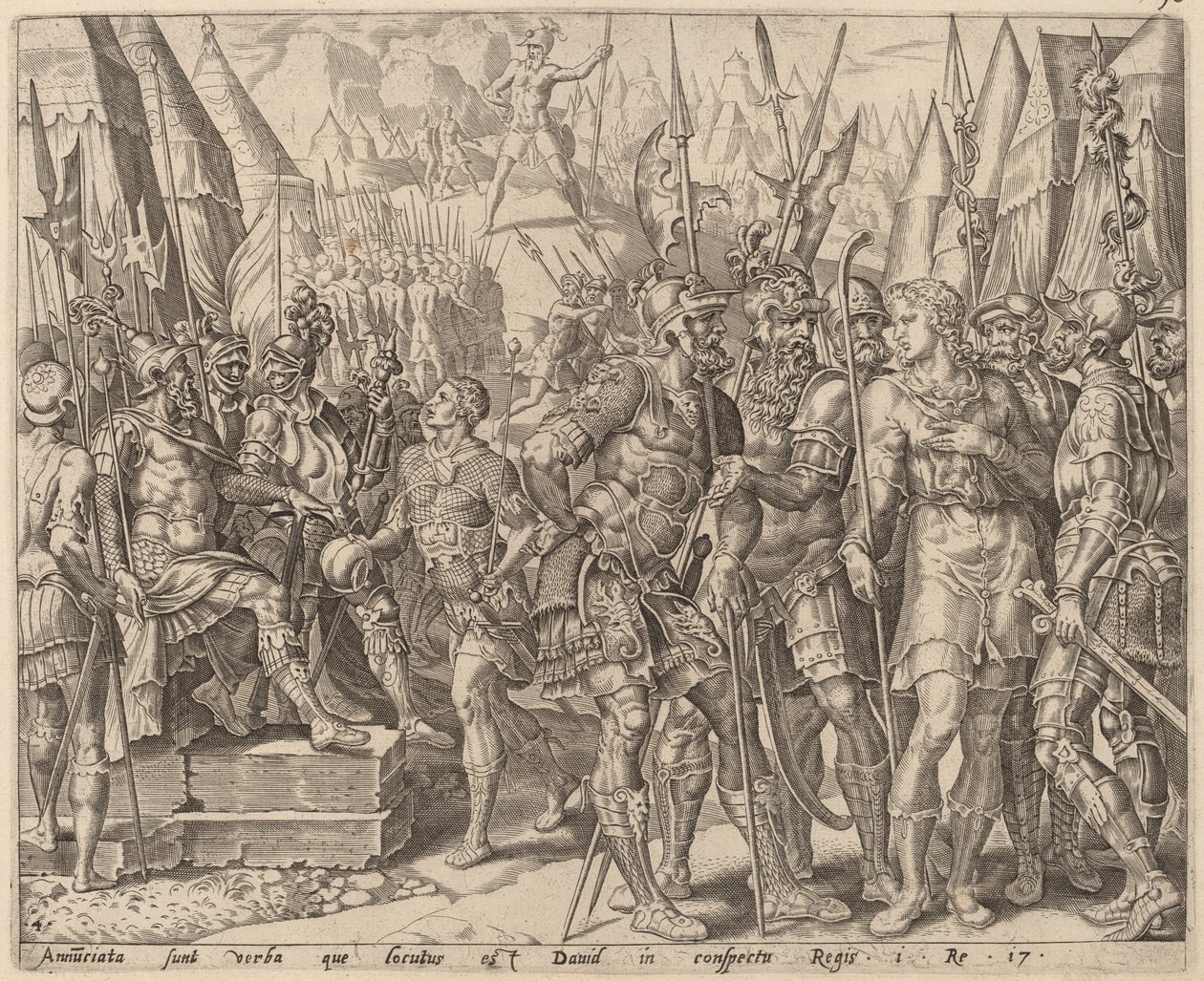 Dávid testvére kapcsolatban áll vele Góliát kihívásával alkotó: after Maerten van Heemskerck