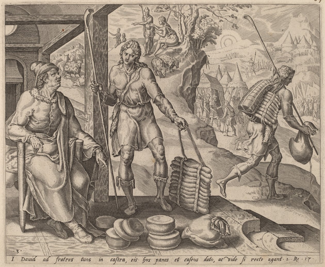 Jesse elküldi Davidet a táborba alkotó: after Maerten van Heemskerck