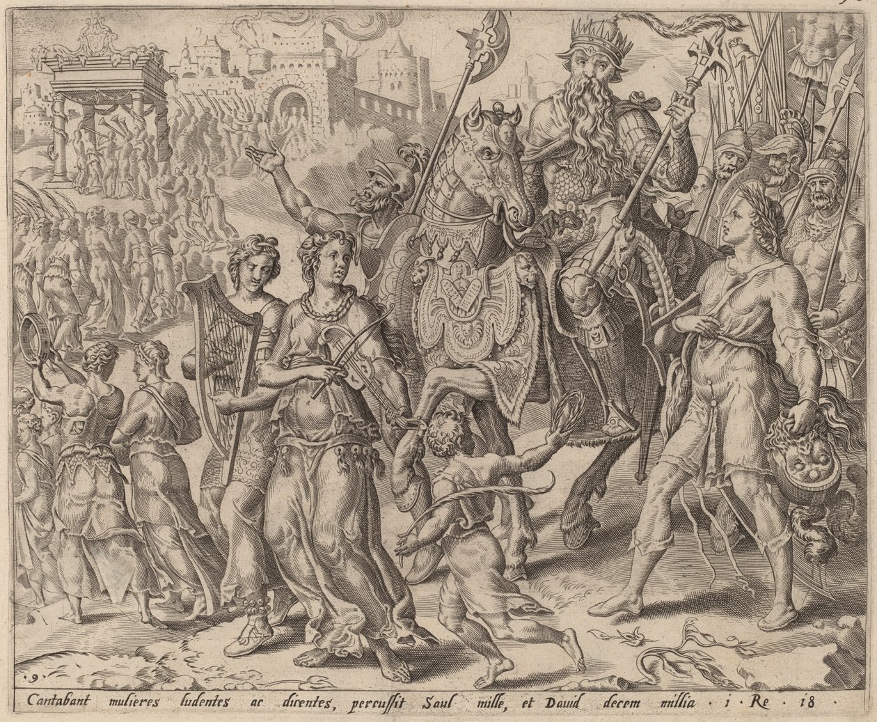 Saul és Dávid diadala alkotó: after Maerten van Heemskerck