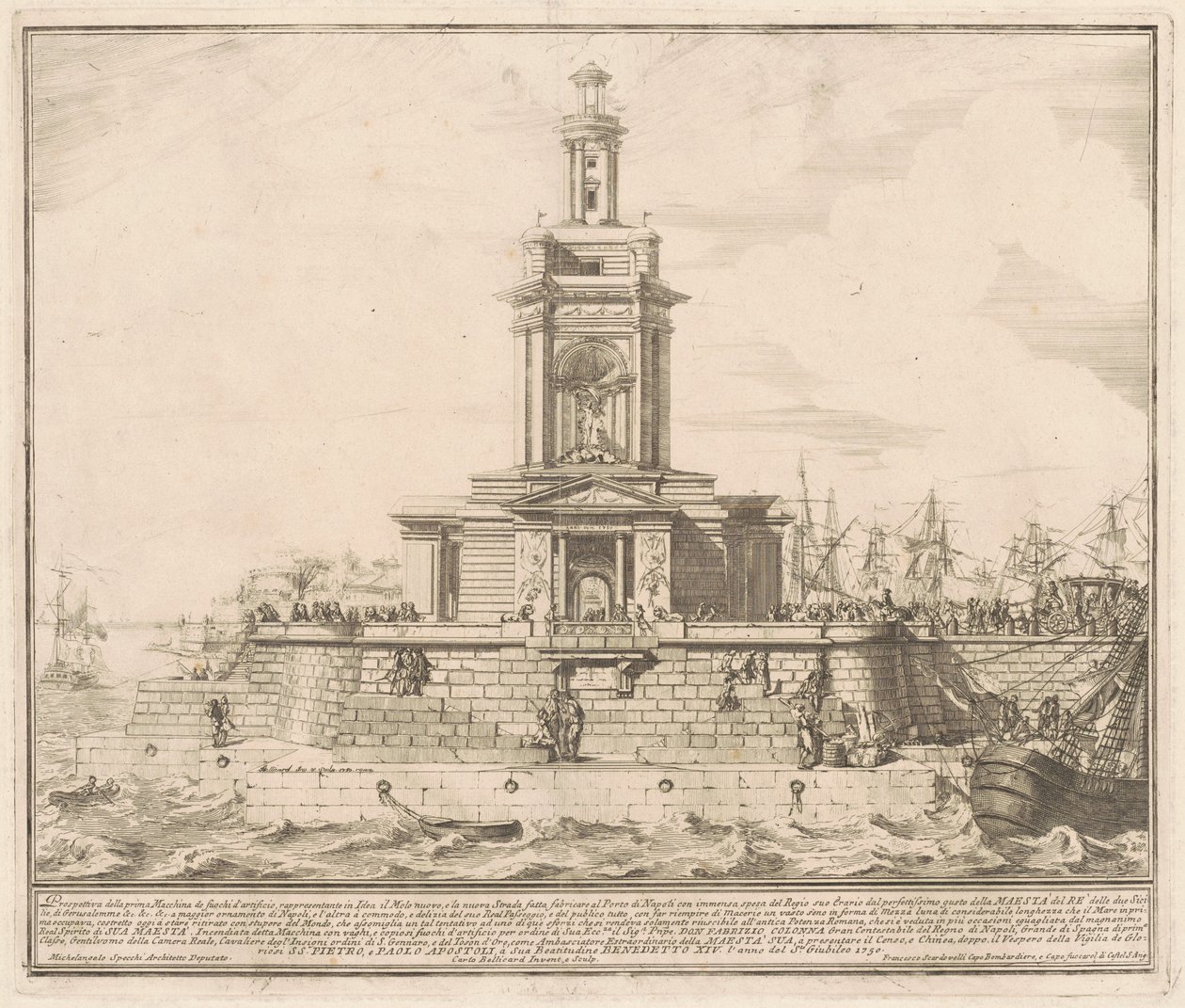 Az 1750-es kínai Prima Macchina: Nápoly új mólója alkotó: after Michelangelo Specchi Jérôme Charles Bellicard