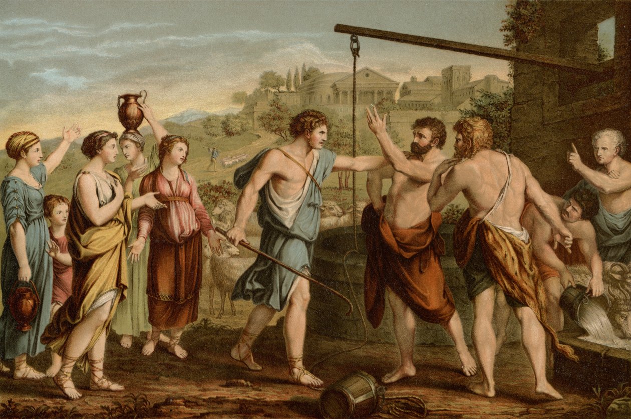 Mózes a Leányokat védi alkotó: after Nicolas Poussin
