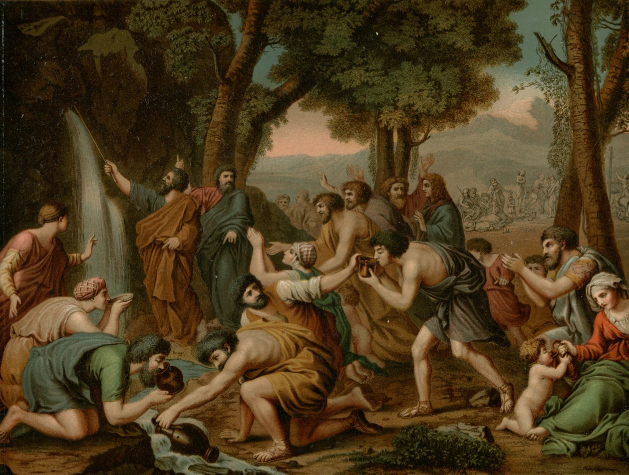 Mózes megüti a vizet alkotó: after Nicolas Poussin