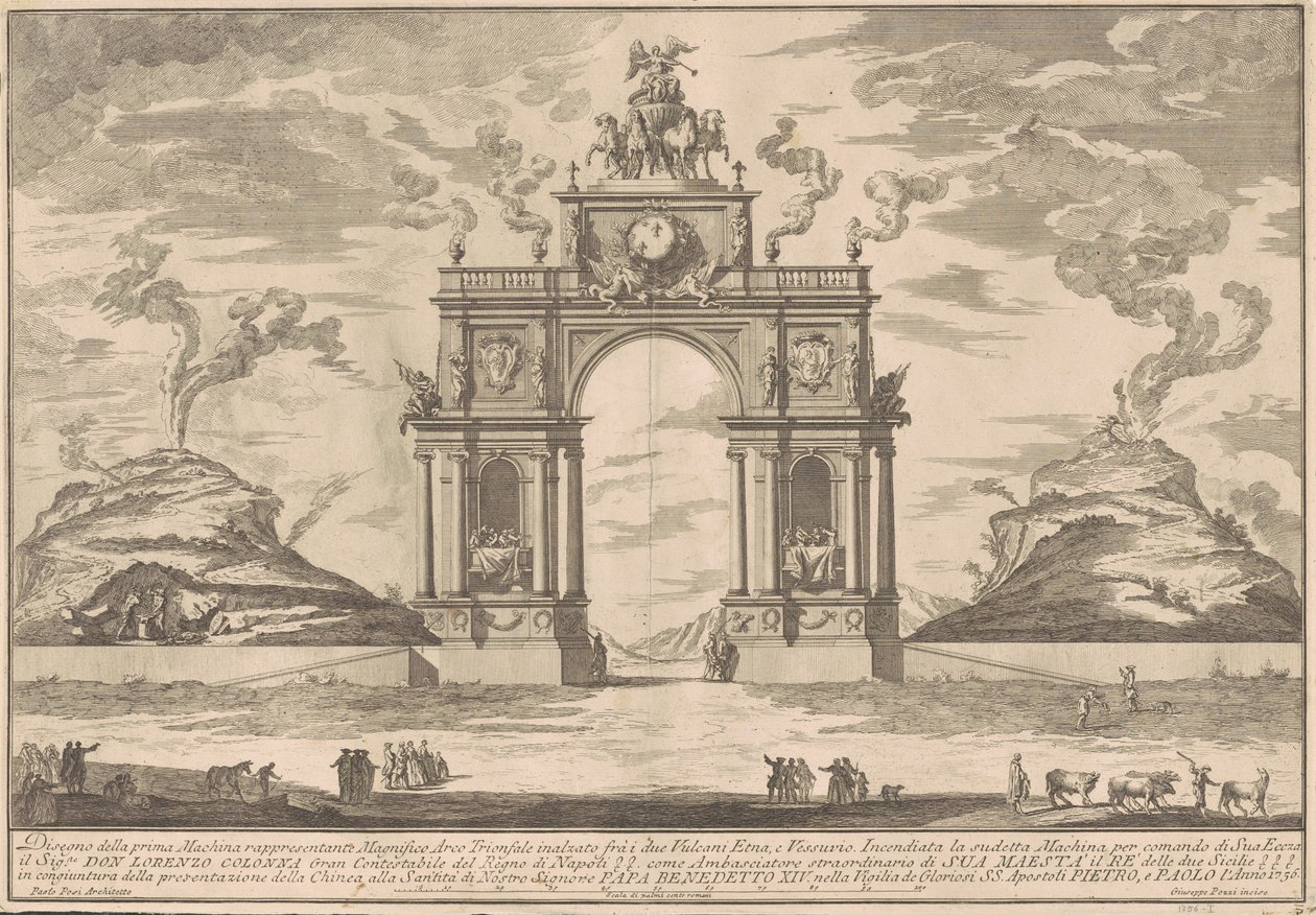 A Prima Macchina Chinea számára 1756: Diadalív az Etna és a Vezúv között alkotó: after Paolo Posi Giuseppe Pozzi