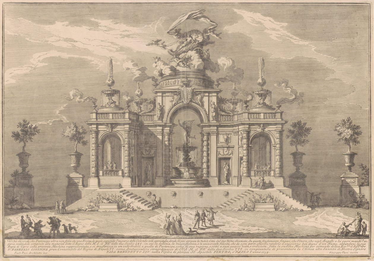 Az 1754-es Prima Macchina Chinea számára: Vénusz palotája Cipruson alkotó: after Paolo Posi Giuseppe Vasi