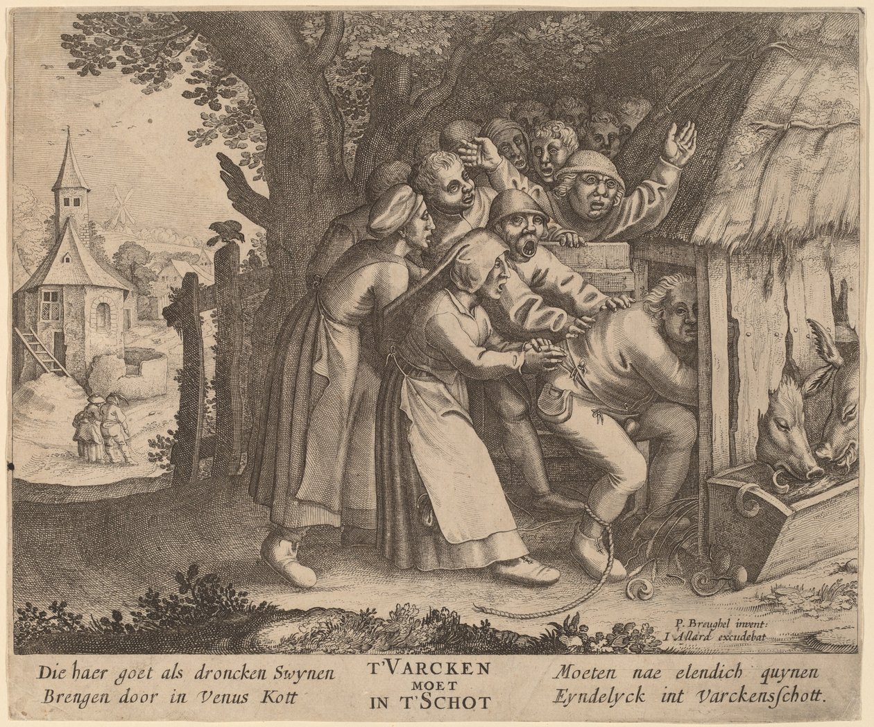 A részeg beszorult a disznóólba alkotó: after Pieter Bruegel the Elder