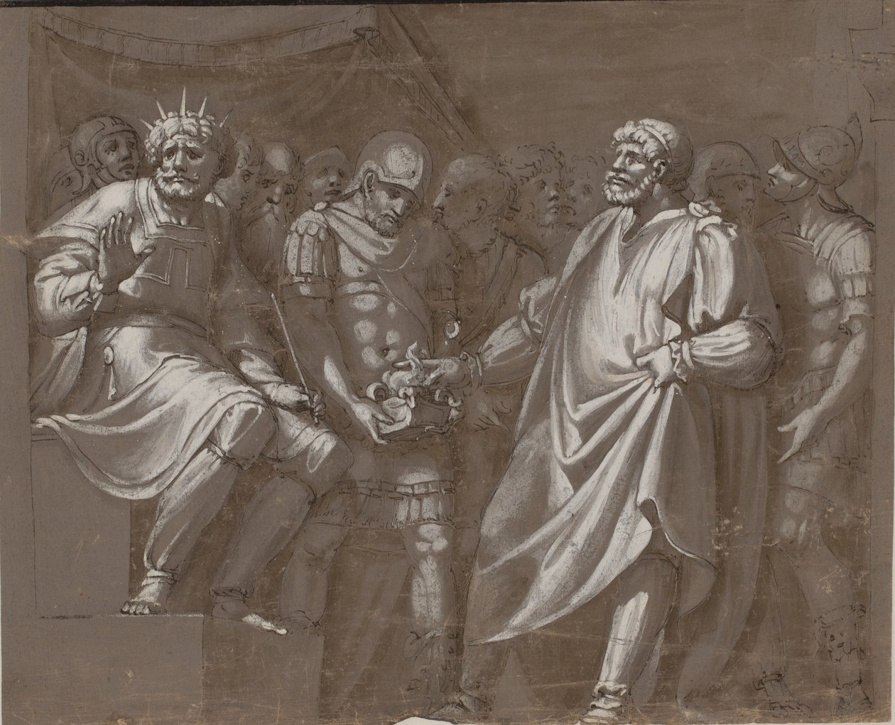 Mucius Scaevola Porsenna előtt alkotó: after Polidoro da Caravaggio