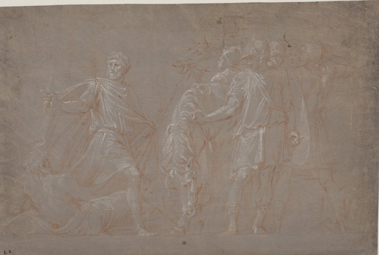 Mucius Scaevola átkel a Tiberisen alkotó: after Polidoro da Caravaggio