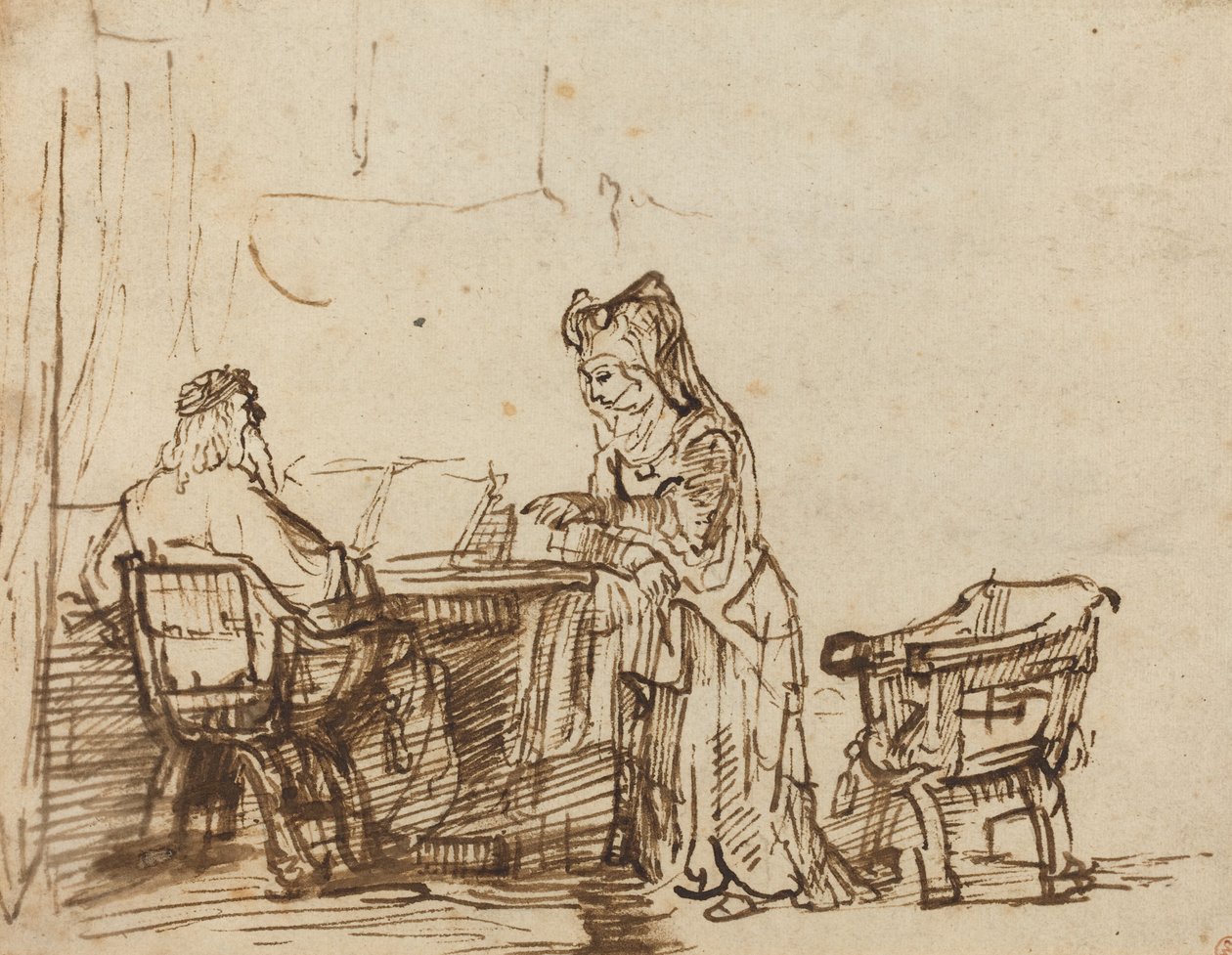 Hannah elutasítja Éli próféta szemrehányását alkotó: after Rembrandt van Rijn