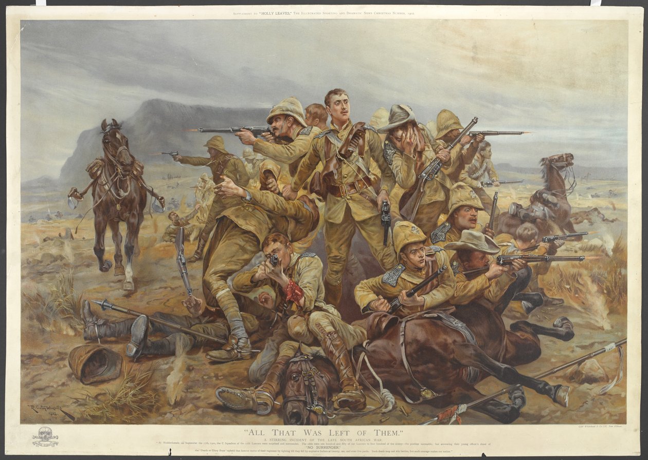 Minden, ami maradt belőlük, a 17. Lancers Modderfontein közelében, 1901. szeptember 17. (színes chromolitho) alkotó: after Richard Caton II Woodville