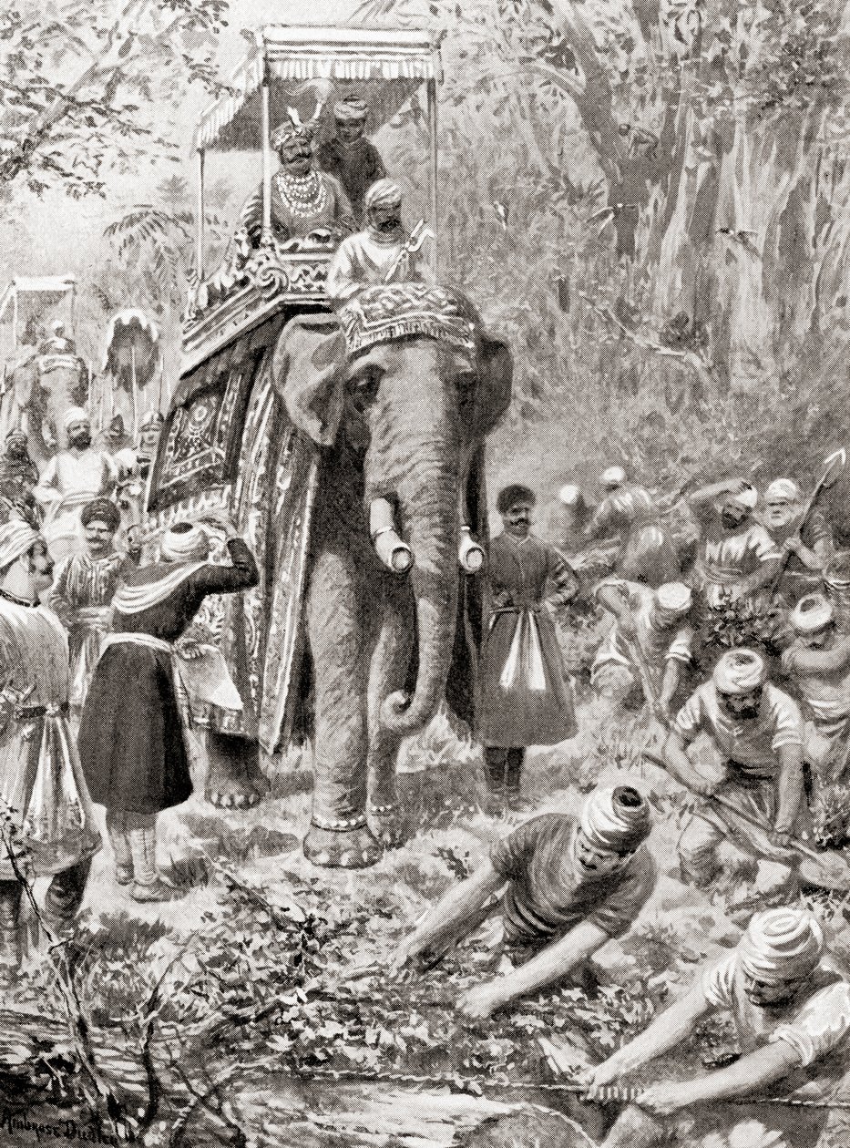 A Sher Shah Suris Great North Road (jelenleg The Grand Trunk Road) ellenőrzése a Hutchinsons History of the Nations, 1915-ös pub. alkotó: after Robert Dudley