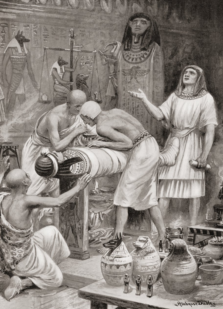Test balzsamozása az ókori Egyiptomban, Hutchinsons History of the Nations, pub.1915 alkotó: after Robert Dudley