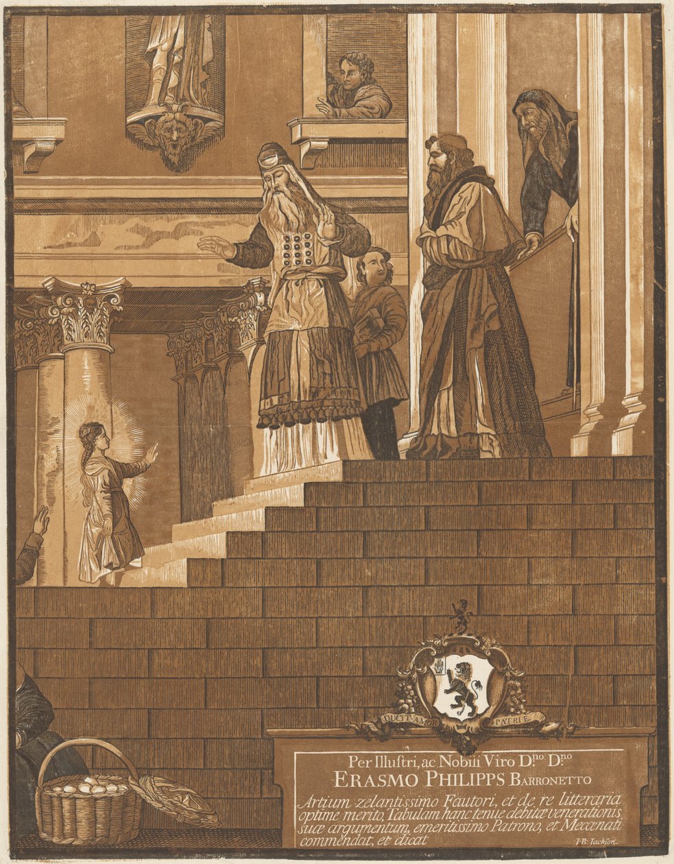 Szűzanya bemutatása a templomban (jobb oldali panel) alkotó: after Titian John Baptist Jackson