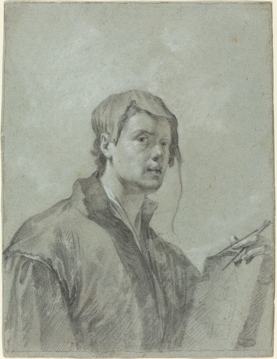 Egy művész kezében egy könyv és egy iránytű alkotó: after Willem Drost
