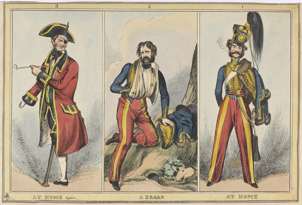 „1. Otthon 2. Külföld 3. Újra itthon, 1830 körül (színes rézkarc) alkotó: after William Heath