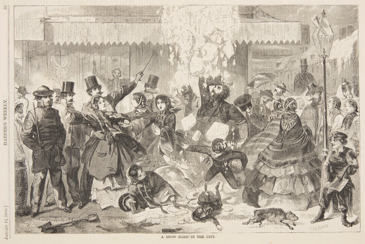 Havas csúszda a városban alkotó: after Winslow Homer