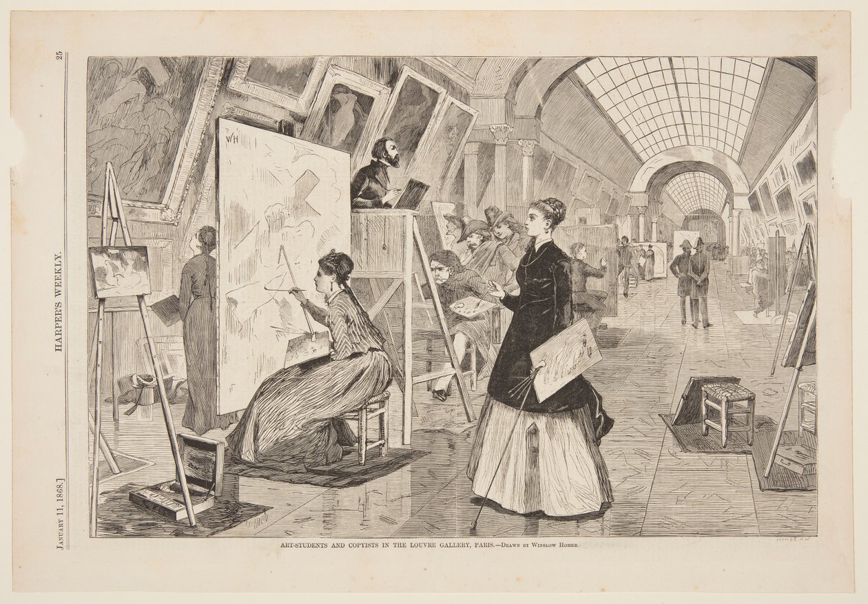 "Művészet - Diákok és másolók a Louvre Galériában, Párizs" alkotó: after Winslow Homer