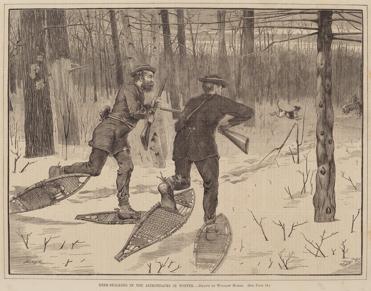 Szarvasvadászat az Adirondacks-ben télen alkotó: Winslow Homer