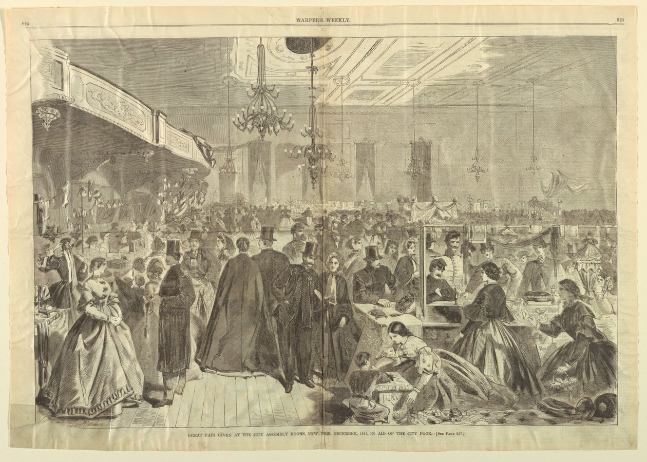 Nagy Vásár Adva a City Assembly Roomsban, New York, 1861. december, Aid of City Poor, Harper