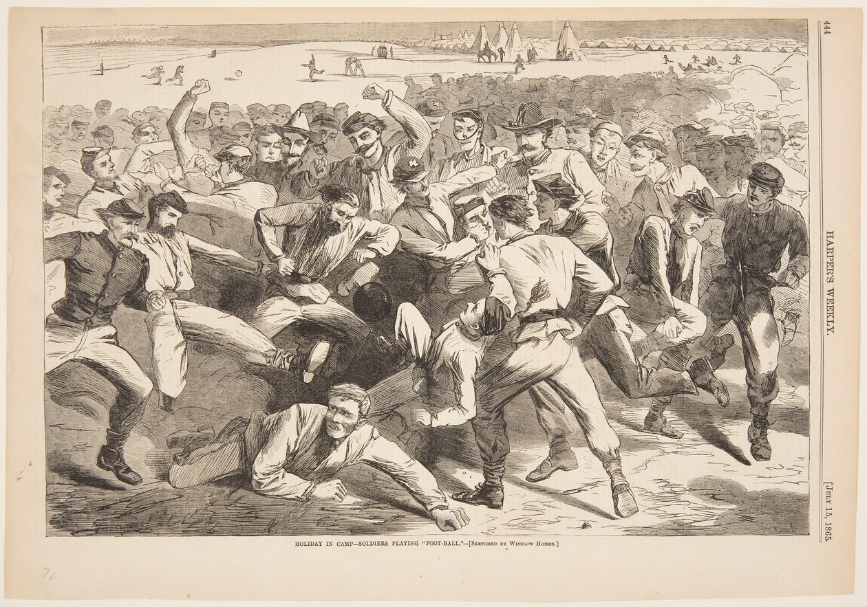 Nyaralás a táborban – katonák futballoznak alkotó: after Winslow Homer