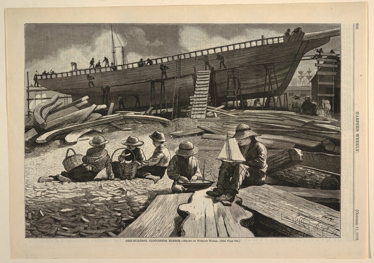 Ship-Building, Gloucester Harbor, Harper