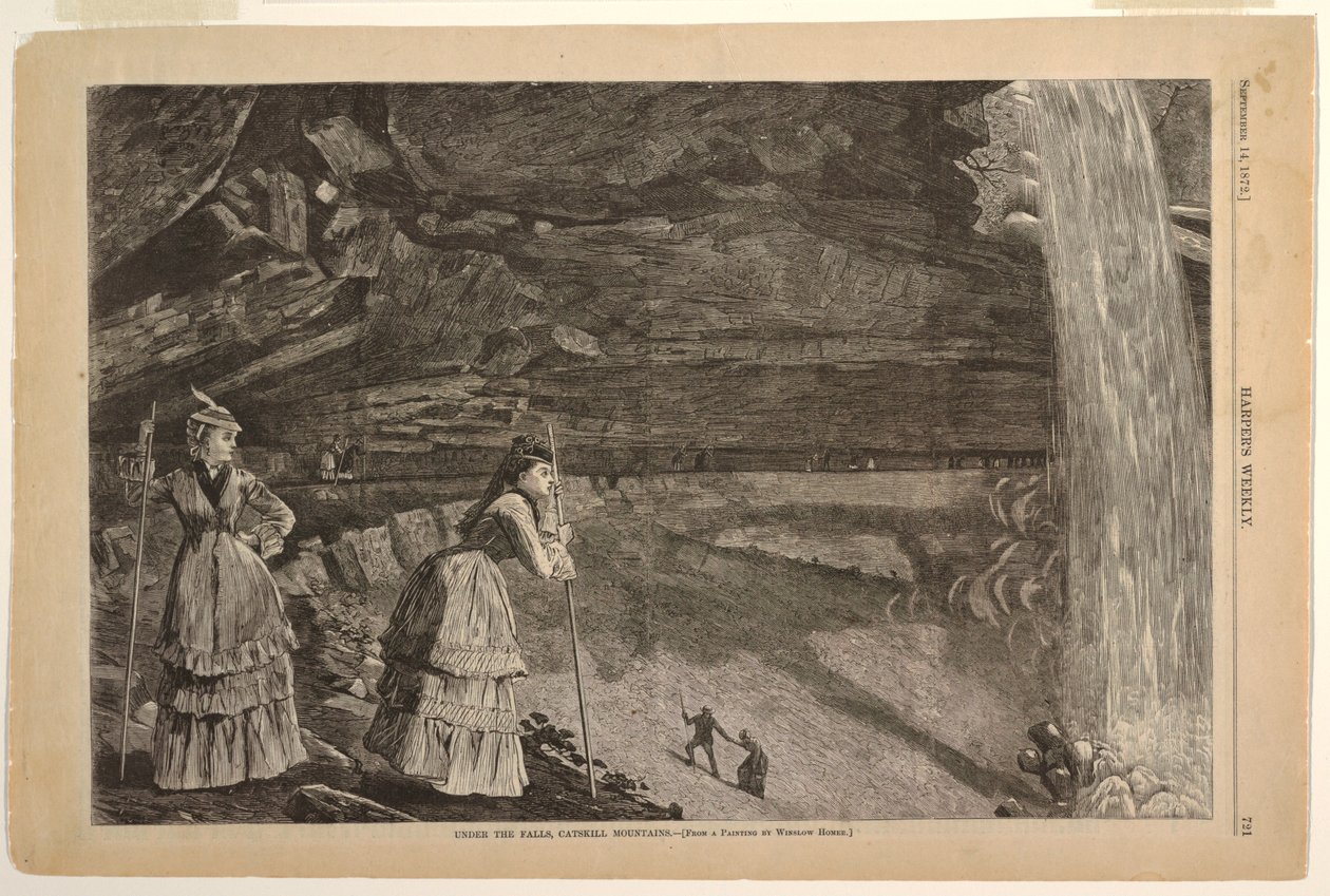 A vízesés alatt, a Catskill-hegységben alkotó: after Winslow Homer