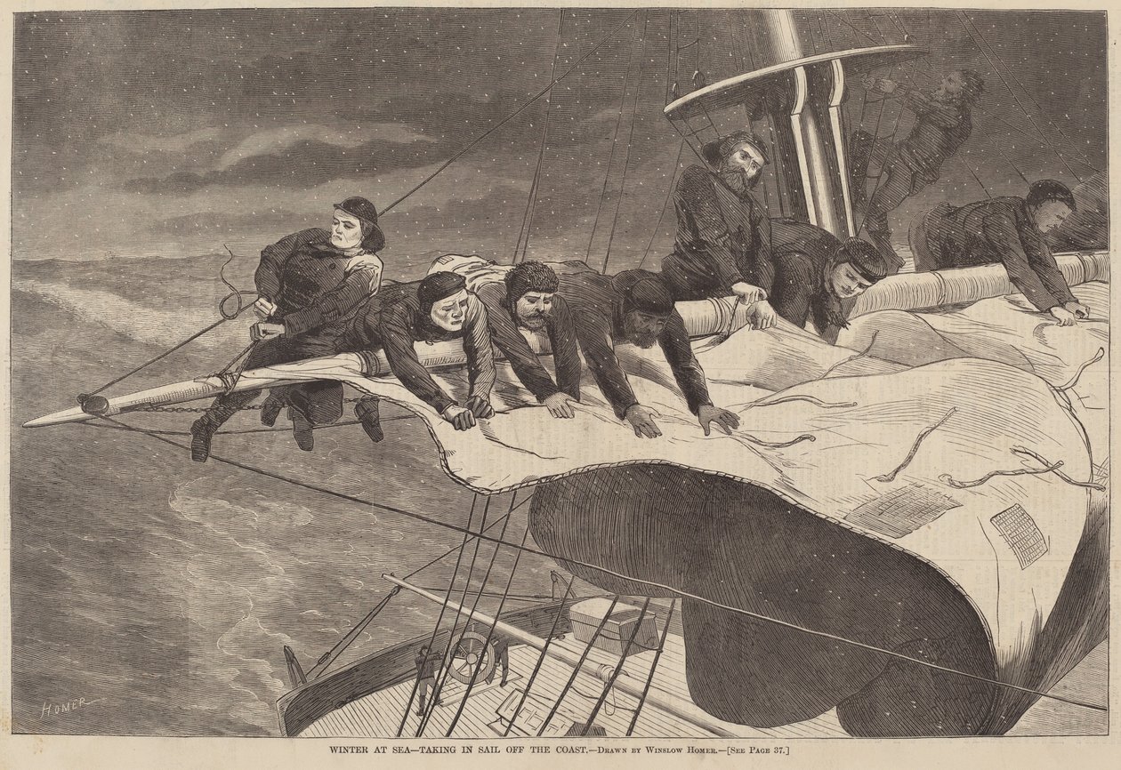Tél a tengeren – vitorlázás a tengerparton alkotó: after Winslow Homer