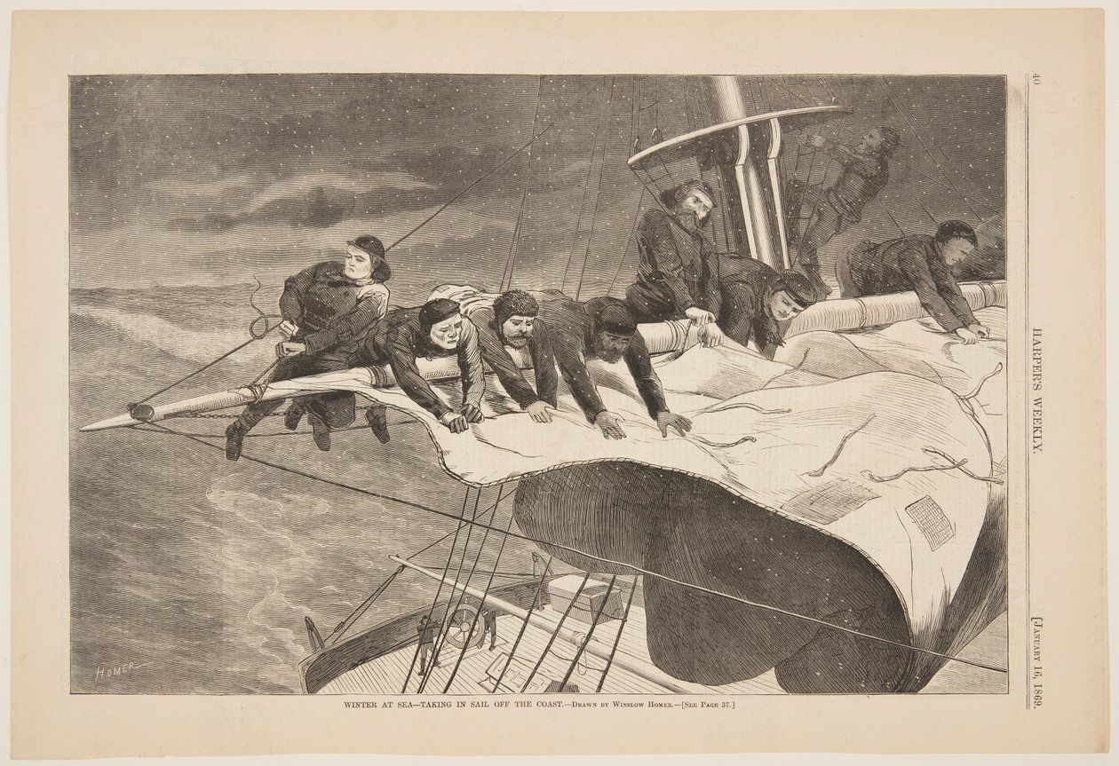 Tél a tengeren – vitorlázás a tengerparton alkotó: after Winslow Homer
