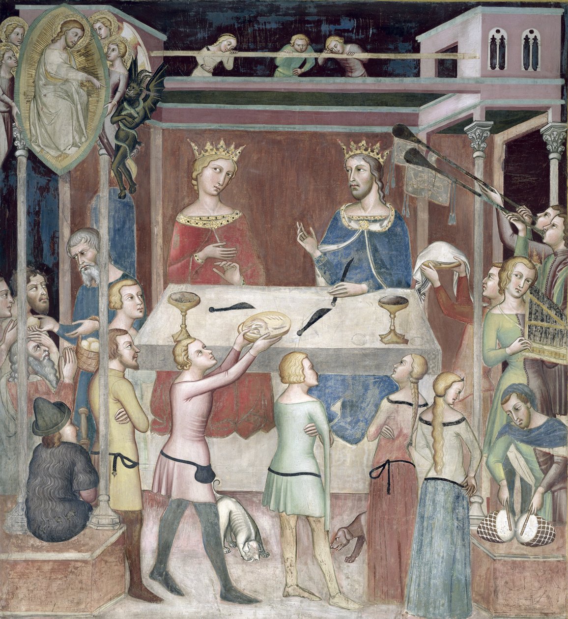 A Sátán Istent kéri, hogy kísértse meg Jóbot, 1356-67 alkotó: also Manfredi de Battilori Bartolo di Fredi