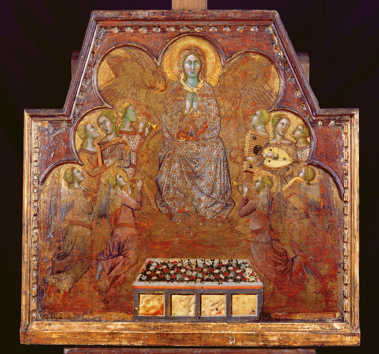 Szűz Angyalokkal körülvéve (tempera és arany a panelen) alkotó: also Manfredi de Battilori Bartolo di Fredi