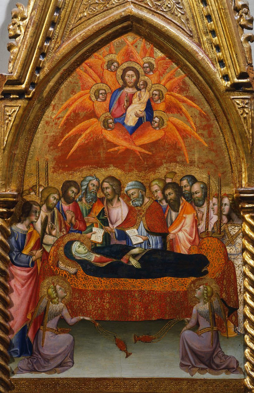 Oltárkép Szűz jeleneteivel: Bartolo di Fredi (1330-1410) elalvása alkotó: also Manfredi de Battilori Bartolo di Fredi
