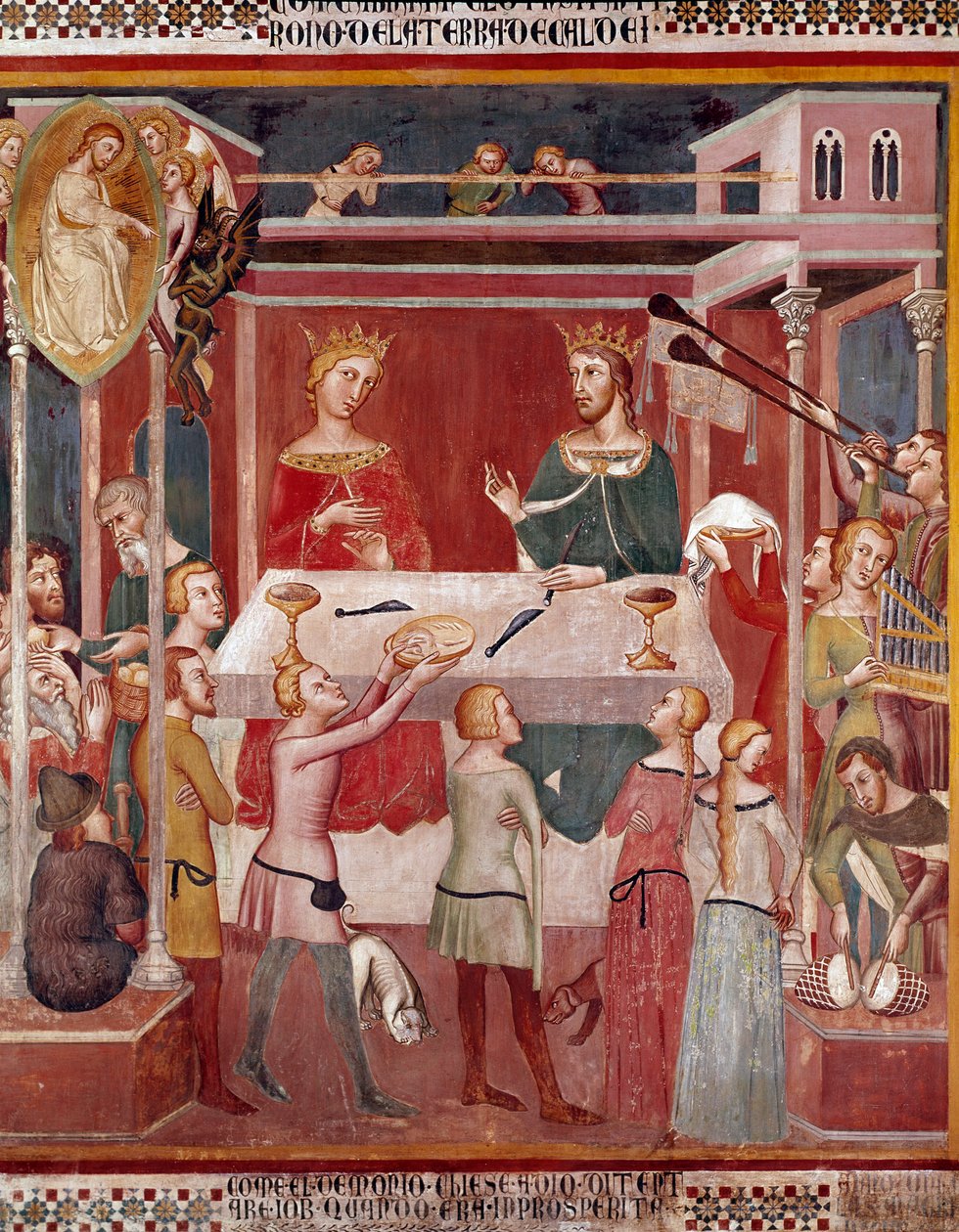 Hogyan kérte a démon Istent, hogy próbálja próbára Jóbot Bartolo di Fredi (vagy Manfredi De Battilori) (1330-1410) Collegiale de San Gimignano Italy virágzó freskója idején alkotó: also Manfredi de Battilori Bartolo di Fredi