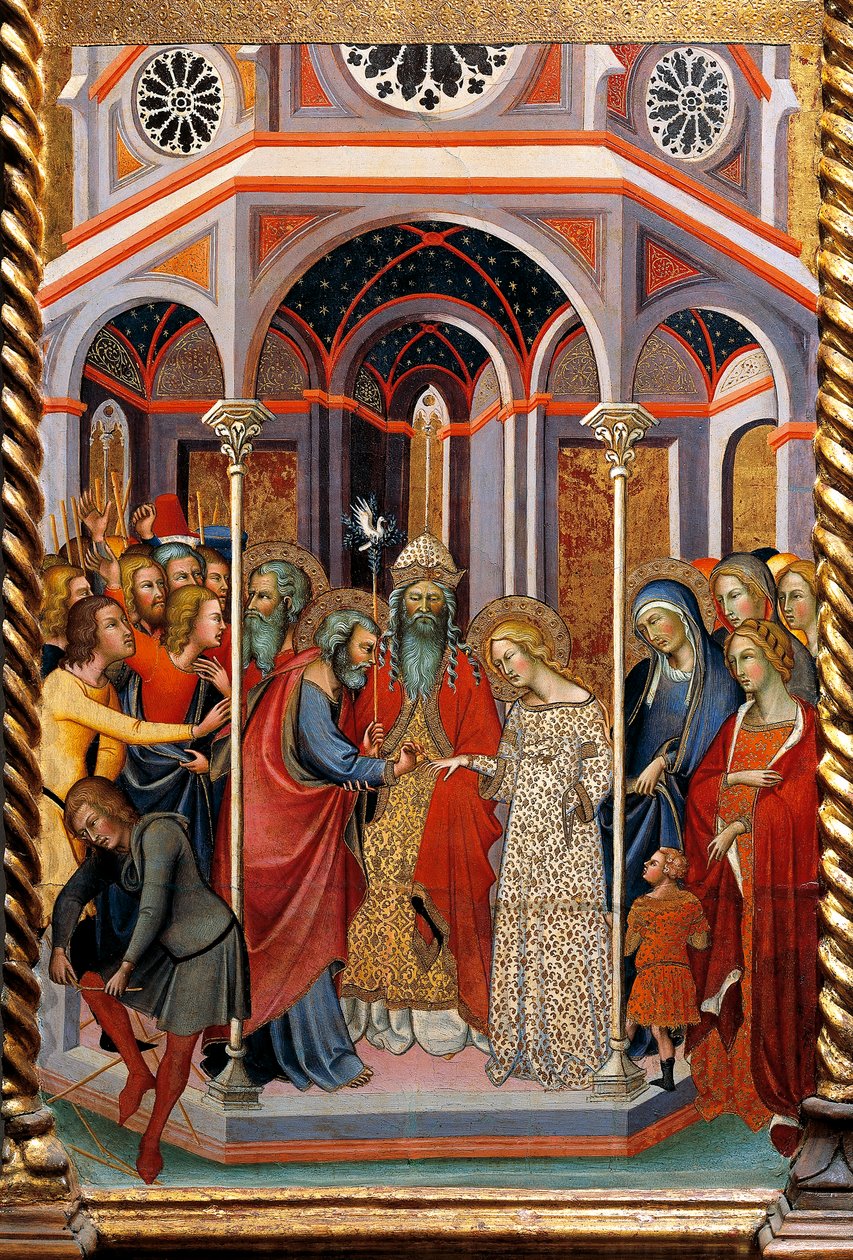 Szűz házassága, Bartolo di Fredi (1330-1410) Szűz történeteit bemutató oltárkép részlete alkotó: also Manfredi de Battilori Bartolo di Fredi