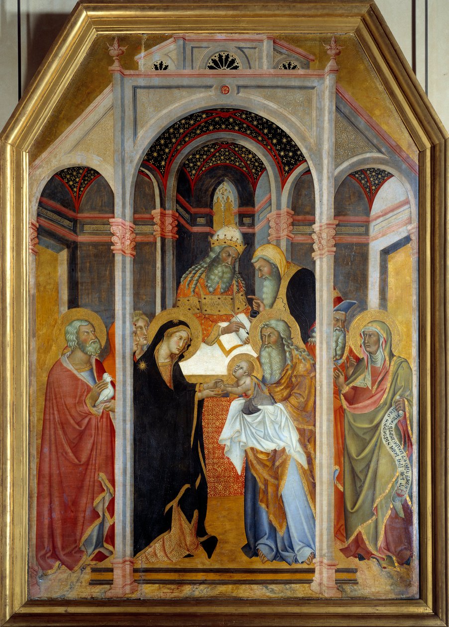 Bemutató a templomban Bartolo di Fredi (1330-1410) festménye fára 14. század V. 1,9x1,25 m alkotó: also Manfredi de Battilori Bartolo di Fredi