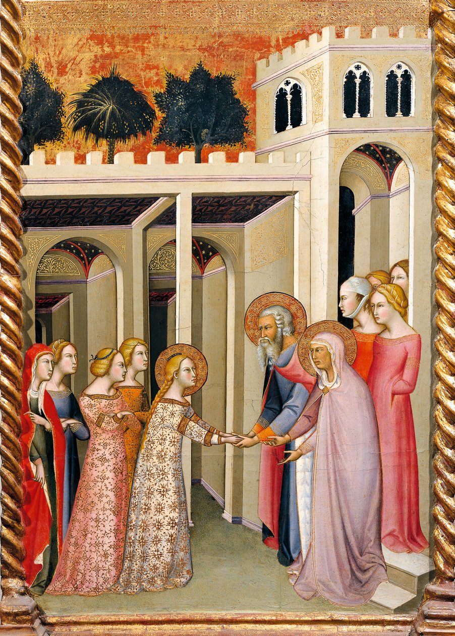 Szűz Mária Szent Joachimmal és Szent Annával, Bartolo di Fredi (1330-1410) Szűz történeteit bemutató oltárkép részlete alkotó: also Manfredi de Battilori Bartolo di Fredi
