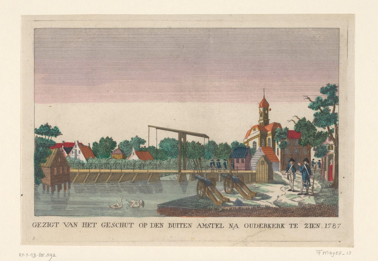 Akkumulátor Ouderkerkben, 1787 Az Ouderkerk utáni den Buiten Amstel tüzérségének képe az 1787-es kiállításon (cím a tárgyon) Elemek Amszterdam környékén 1787-ben (német példányok) (sorozat címe) alkotó: anonymous (attributed to)